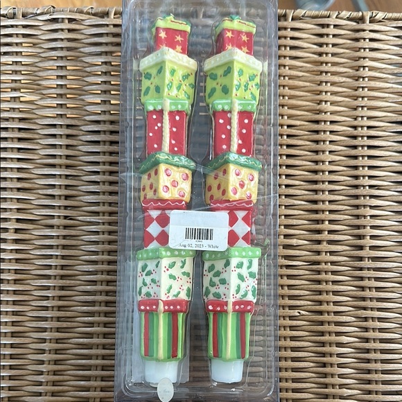 Festive Dept 56 Christmas gifts taper Candles - Red, Green, Yellow NWT - Picture 1 of 12